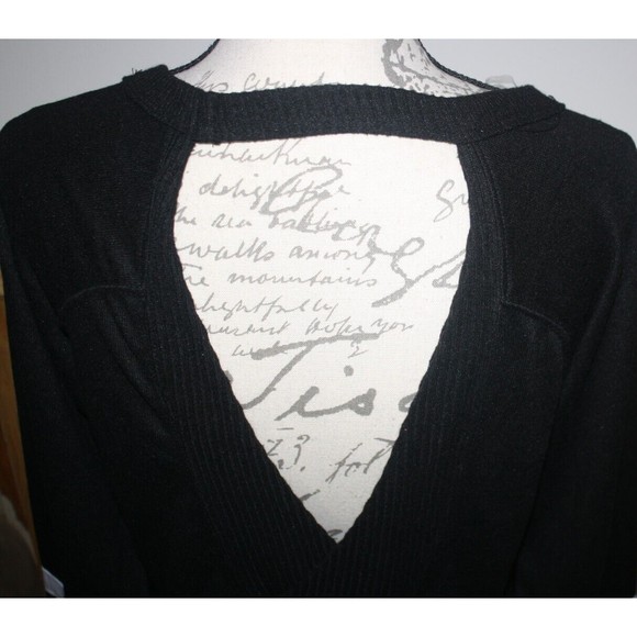 No Boundaries Black LS Cross-Over Keyhole Back Knit Sweater Sz S(3/5) Comfy NWT - Picture 7 of 10